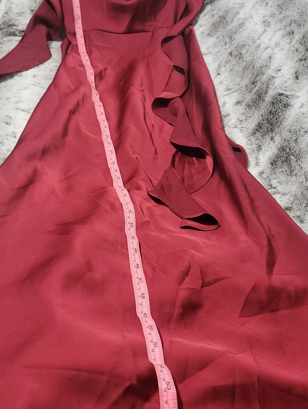 Cider Burgundy Satin Ruffle Maxi Dress Size "S" New - Picture 4 of 5